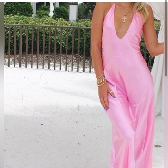 NWT PEPPERMAYO PINK NOIR SYMPHONY DRESS MAXI BACKLESS SEXY SATIN SLIP DRESS 12 - Picture 6 of 12